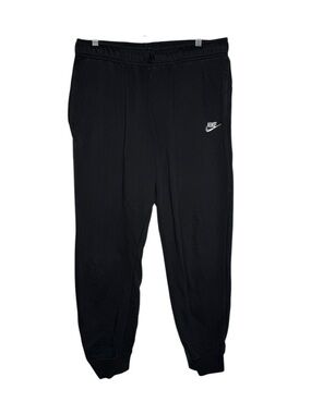 Nike Men's Joggers Sweatpants Black White Logo Swoosh Cuffed Cotton Cozy